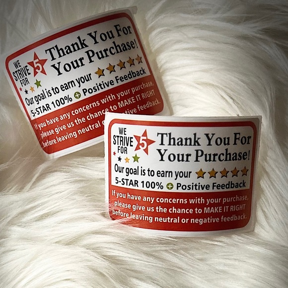 Thank You for Your Purchase 2" x 3" Stickers (25 pack) Feedback Shipping Labels - Picture 2 of 4